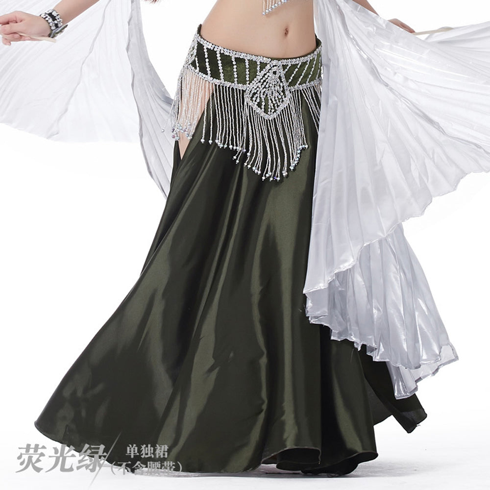 Professional Sexy Double Fork-tailed Double Split Satin Belly Dance Skirt Split Long Belly Dance Skirts