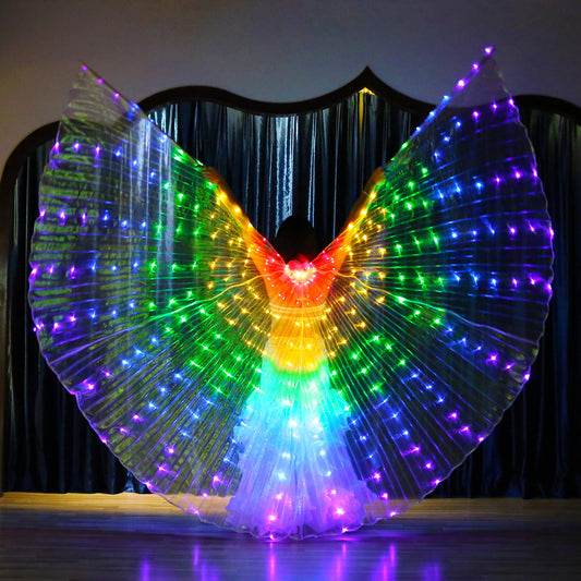 2022 New Arrivals LED Isis Wing 5 Color Rainbow - Belly Dance Light Up Wing Carnival Halloween Party Club Wear with Telescopic Sticks