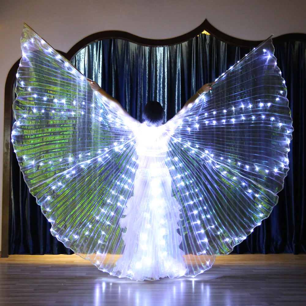 2022 New Arrivals LED Isis Wing 8 Petals - Belly Dance Light Up Wing Carnival Halloween Party Club Wear with Telescopic Sticks