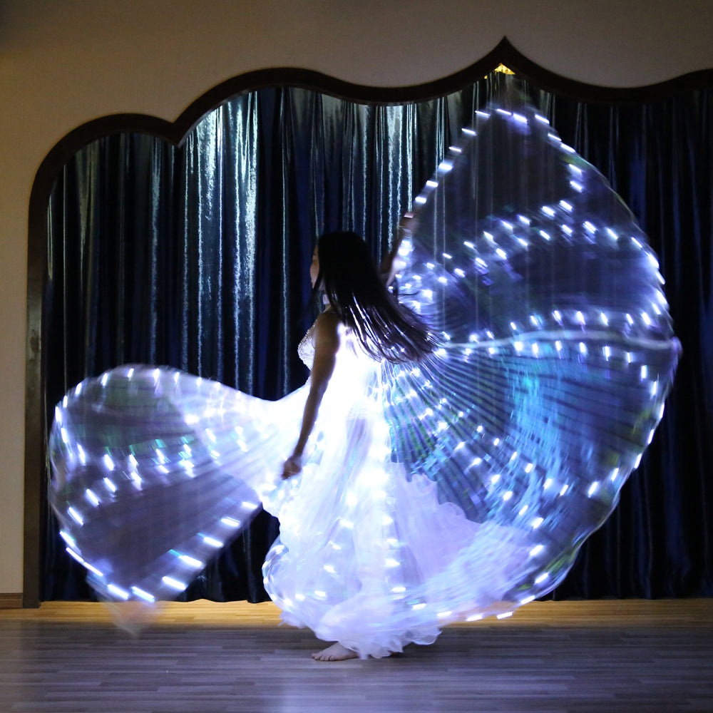 2022 New Arrivals LED Isis Wing 8 Petals - Belly Dance Light Up Wing Carnival Halloween Party Club Wear with Telescopic Sticks