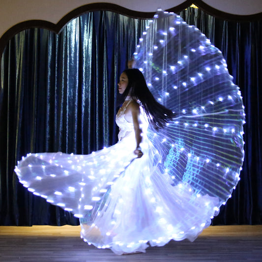 2023 New Arrivals LED Isis Wing Single Colors - Belly Dance Light Up Wings Carnival Halloween Party Club Wear with Telescopic Sticks