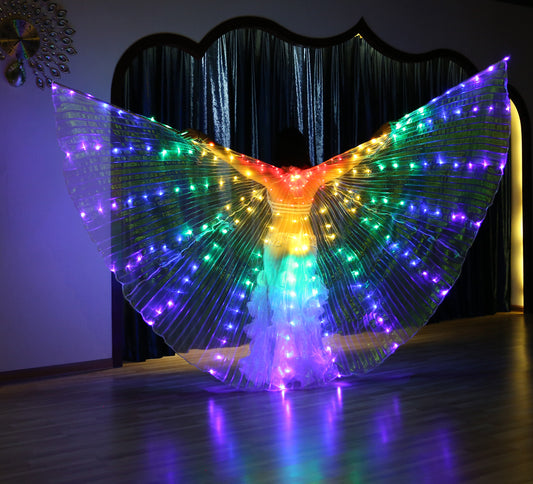2022 New Arrivals LED Isis Wings Carnival Halloween Shows Wings Costume Cloak LED Cape with Telescopic Sticks