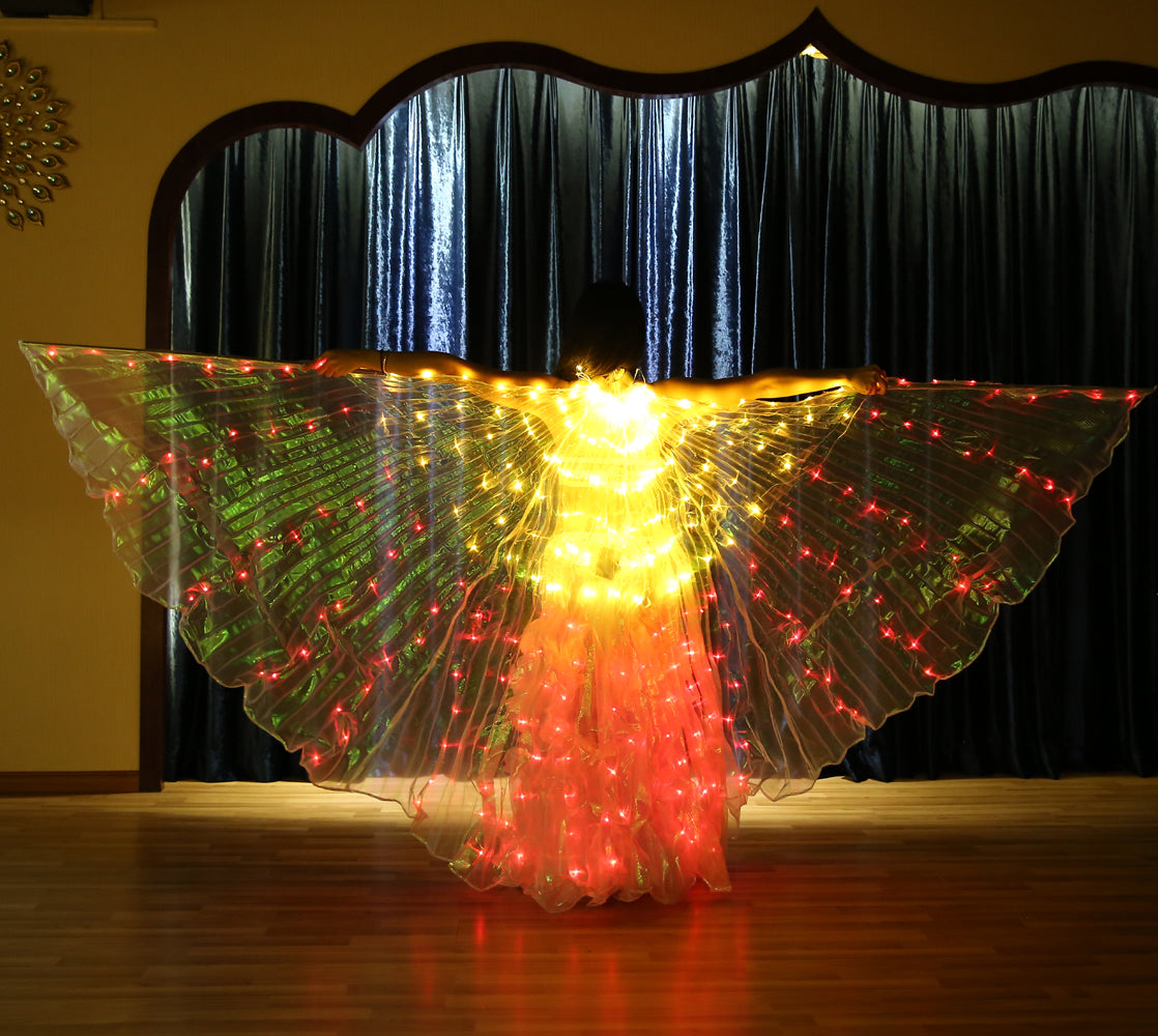 2022 New Arrivals Smart Programming LED Isis Wing - Belly Dance Light Up Wings for Carnival Halloween Party Club Wear with Telescopic Sticks