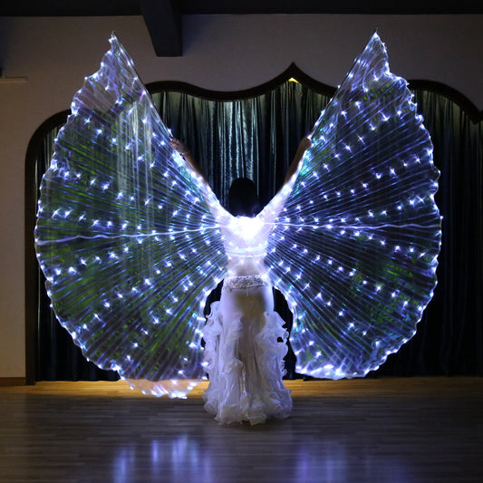 2022 New Arrivals LED Isis Wing Plus Size Back Opening - Belly Dance Light Up Wings for Carnival Halloween Party Club Wear with Telescopic Sticks