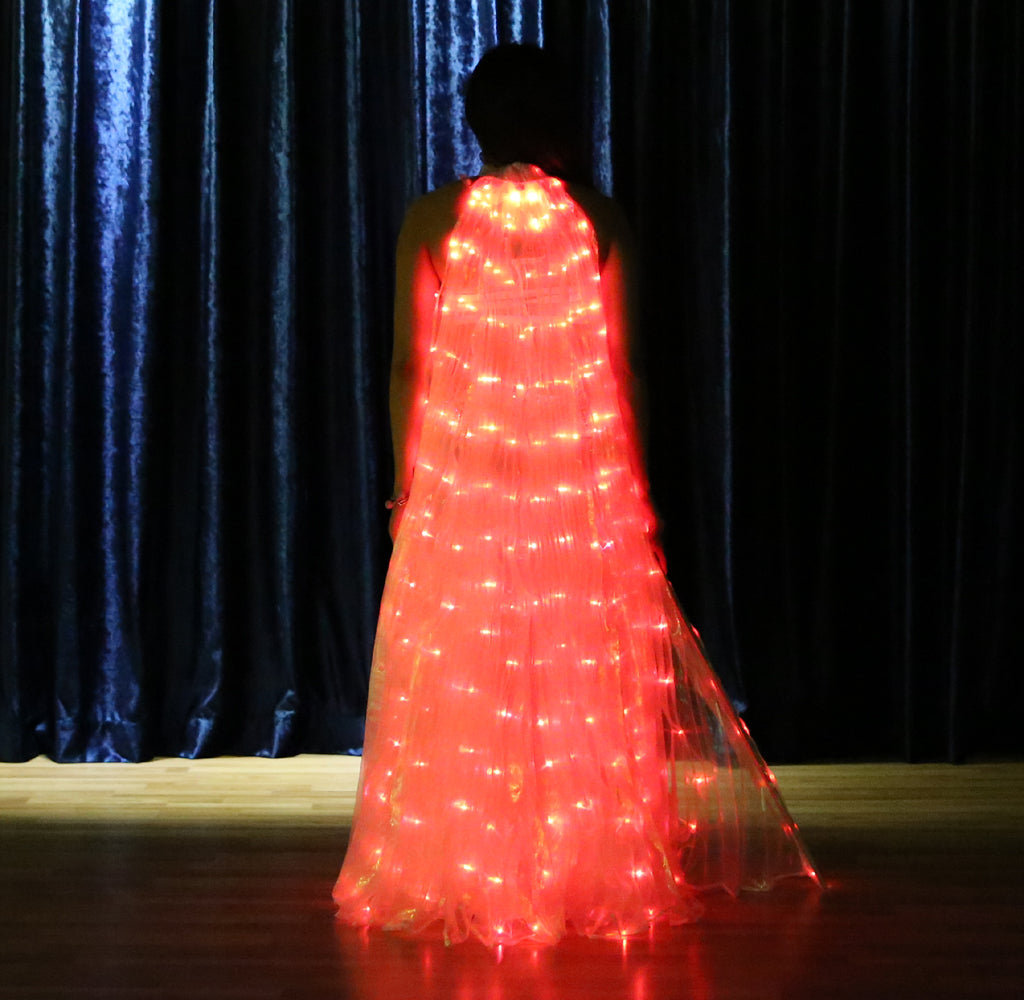 Aile Isis Led couleurs uniques, ailes lumineuses de danse du ventre, tenue de club de fête d'halloween de carnaval avec bâtons télescopiques