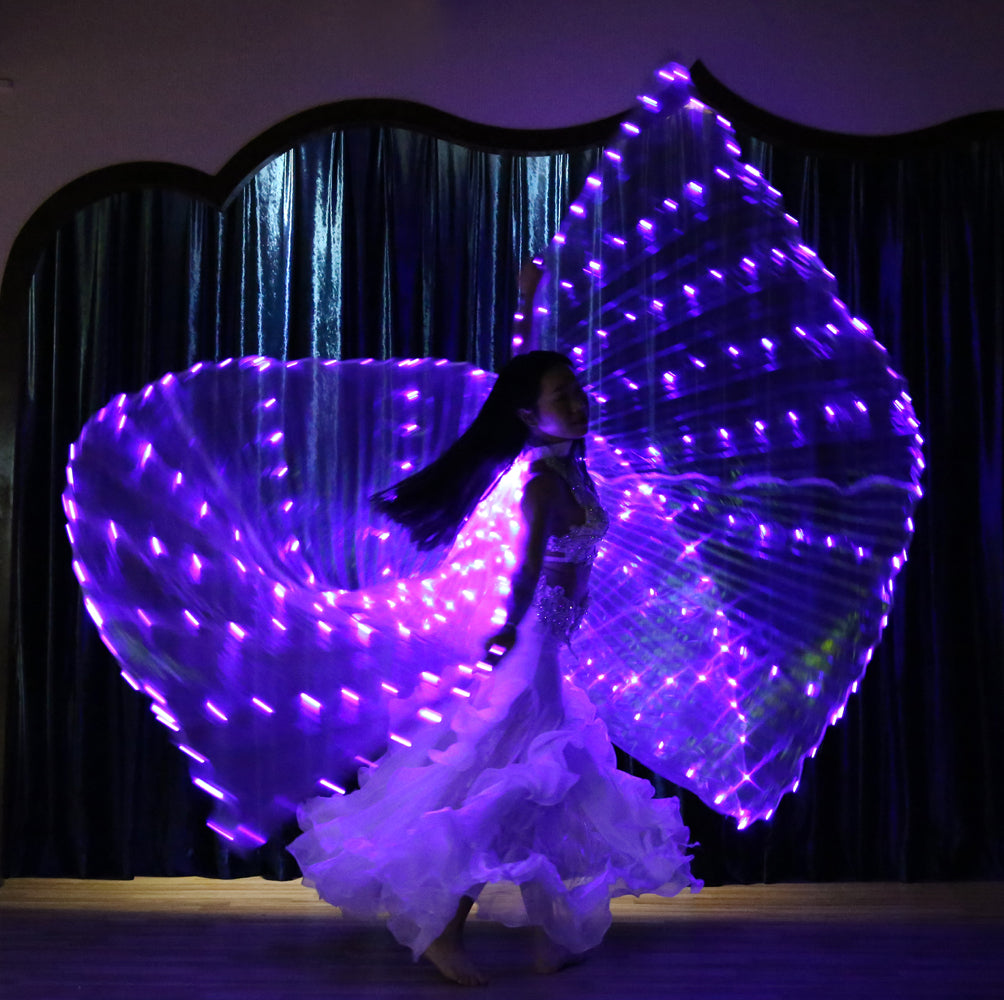 2022 New Arrivals LED Isis Wing Single Full Colors  - Belly Dance Light Up Wings Carnival Halloween Party Club Wear with Telescopic Sticks