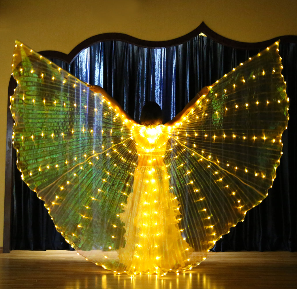 2022 New Arrivals LED Isis Wing Single Full Colors  - Belly Dance Light Up Wings Carnival Halloween Party Club Wear with Telescopic Sticks