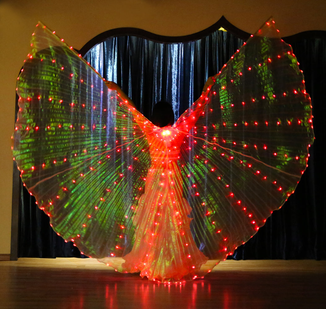 2022 New Arrivals LED Isis Wing Single Full Colors  - Belly Dance Light Up Wings Carnival Halloween Party Club Wear with Telescopic Sticks