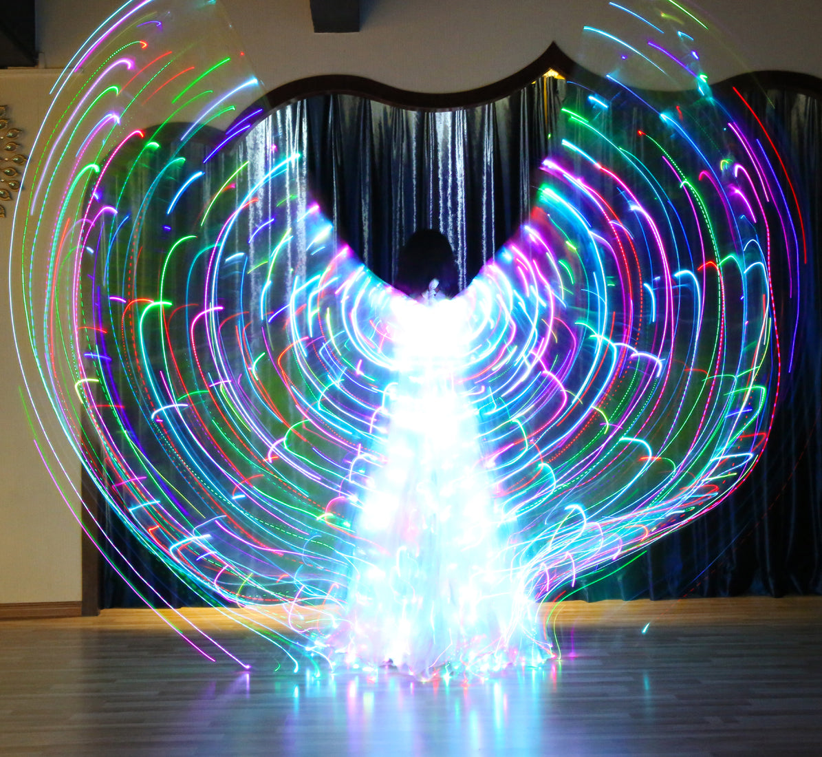 2022 New Arrivals Smart Programming LED Isis Wing - Belly Dance Light Up Wings for Carnival Halloween Party Club Wear with Telescopic Sticks