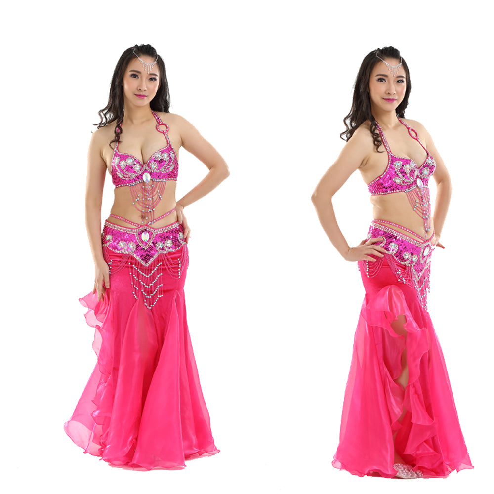 New Arrivals Belly Dance Costumes with Flannel Rose Skirt Belly Dance Dress 1 Set