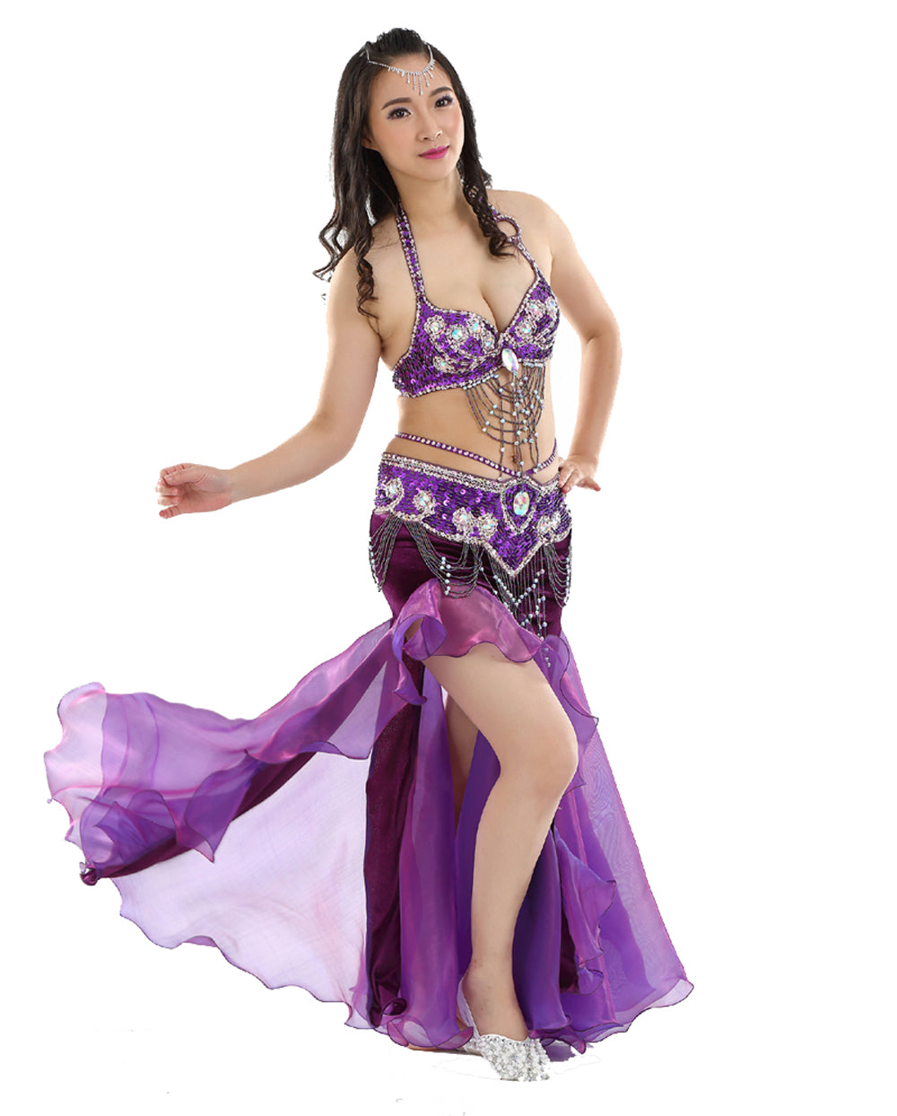 New Arrivals Belly Dance Costumes with Flannel Rose Skirt Belly Dance Dress 1 Set