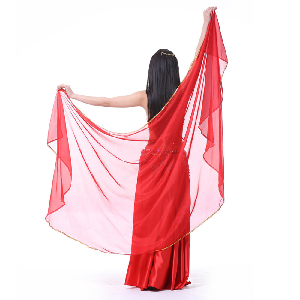 Lightweight Semicircle Chiffon Hand Scarf Belly Dance Costume Outfit Scarf Sequin Trim Shawls Veils