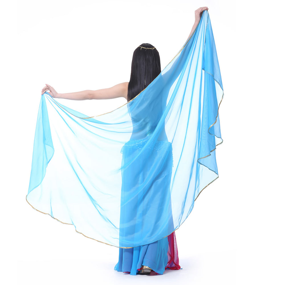 Lightweight Semicircle Chiffon Hand Scarf Belly Dance Costume Outfit Scarf Sequin Trim Shawls Veils