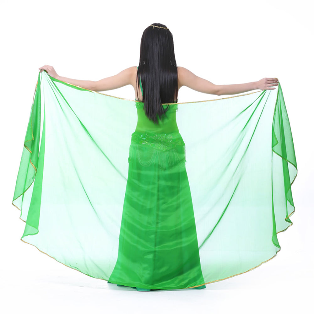 Lightweight Semicircle Chiffon Hand Scarf Belly Dance Costume Outfit Scarf Sequin Trim Shawls Veils