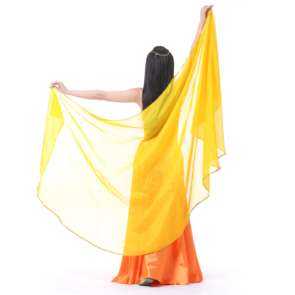 Lightweight Semicircle Chiffon Hand Scarf Belly Dance Costume Outfit Scarf Sequin Trim Shawls Veils