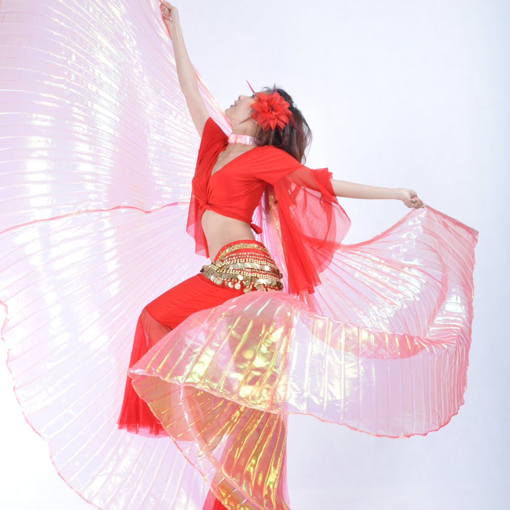 Nouveautés Costume de danse du ventre ailes d'isis, ailes de danse ailes d'ange pour spectacle de carnaval d'halloween avec bâtons