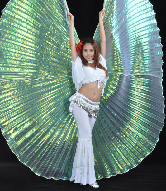 Nouveautés Costume de danse du ventre ailes d'isis, ailes de danse ailes d'ange pour spectacle de carnaval d'halloween avec bâtons