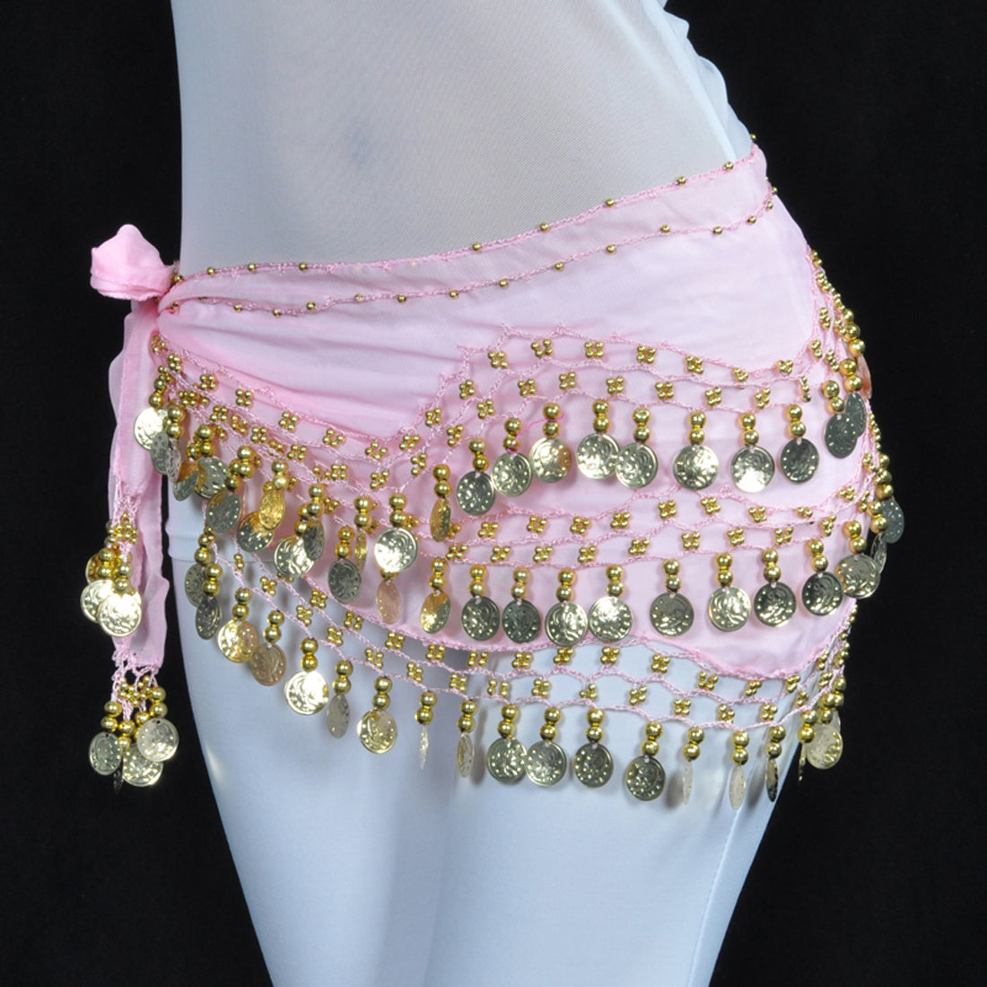 Vogue Style Chiffon Dangling Gold/Silver Coins Ornaments Belly Dance Hip Scarf Waist Belt