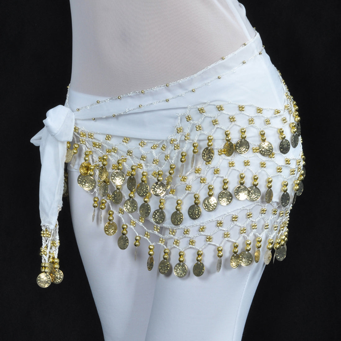 Vogue Style Chiffon Dangling Gold/Silver Coins Ornaments Belly Dance Hip Scarf Waist Belt