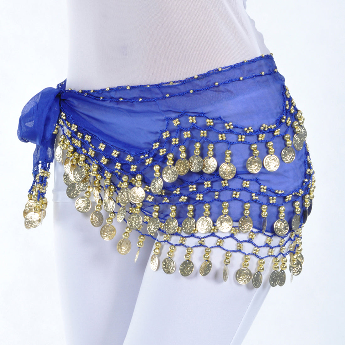 Vogue Style Chiffon Dangling Gold/Silver Coins Ornaments Belly Dance Hip Scarf Waist Belt