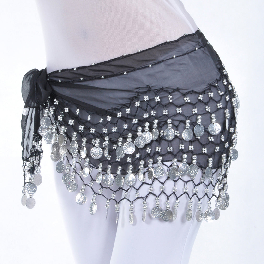 Vogue Style Chiffon Dangling Gold/Silver Coins Ornaments Belly Dance Hip Scarf Waist Belt