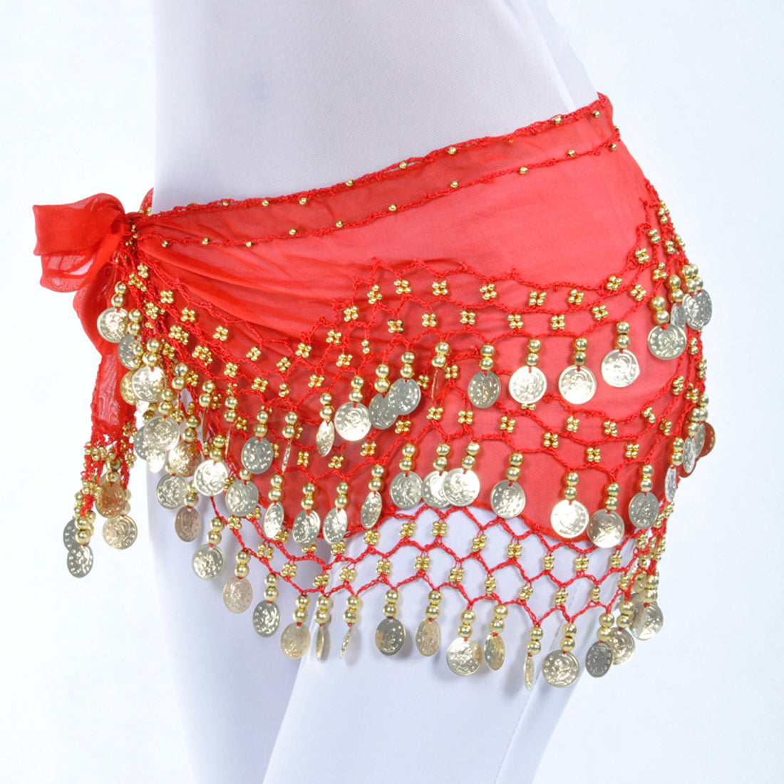 Vogue Style Chiffon Dangling Gold/Silver Coins Ornaments Belly Dance Hip Scarf Waist Belt