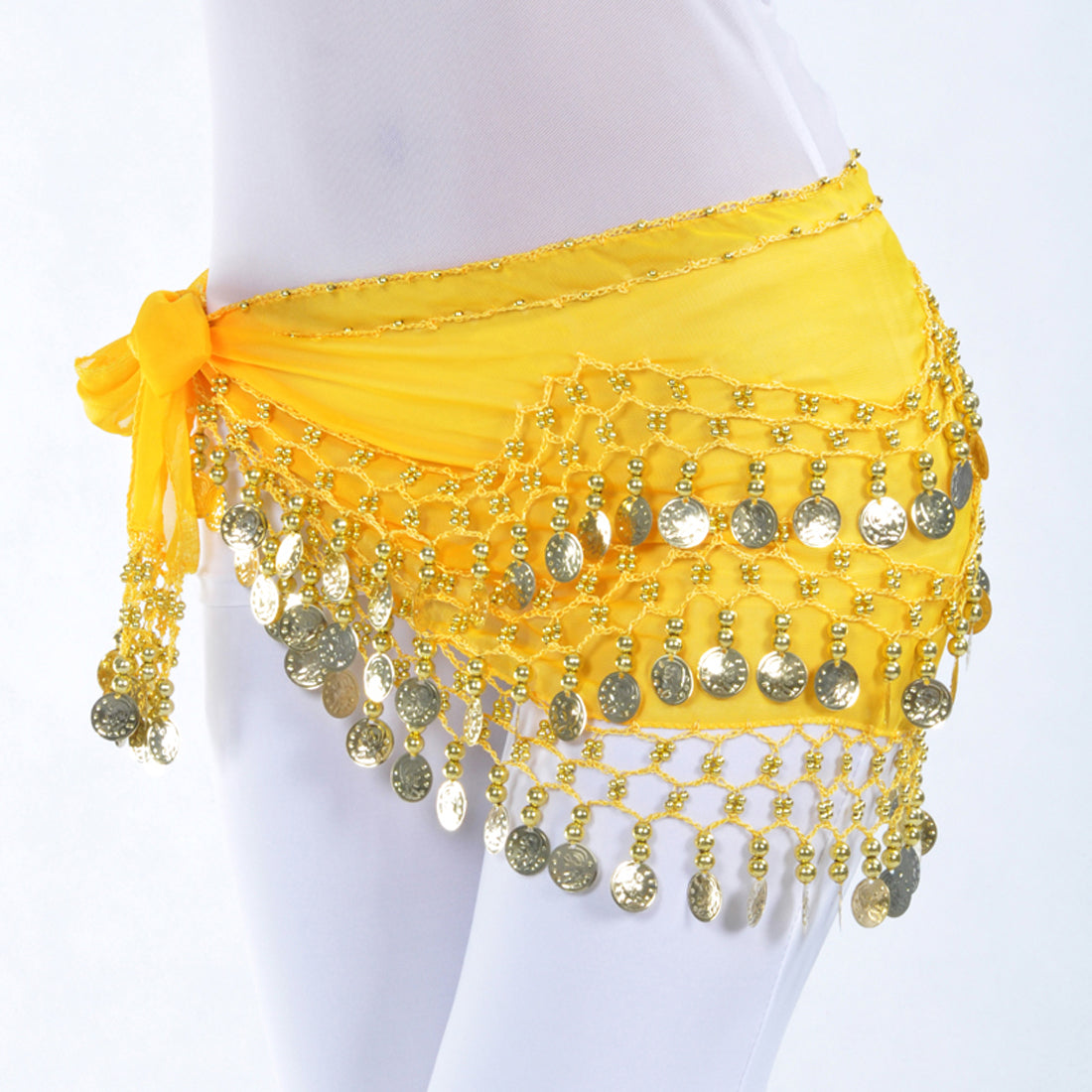 Vogue Style Chiffon Dangling Gold/Silver Coins Ornaments Belly Dance Hip Scarf Waist Belt