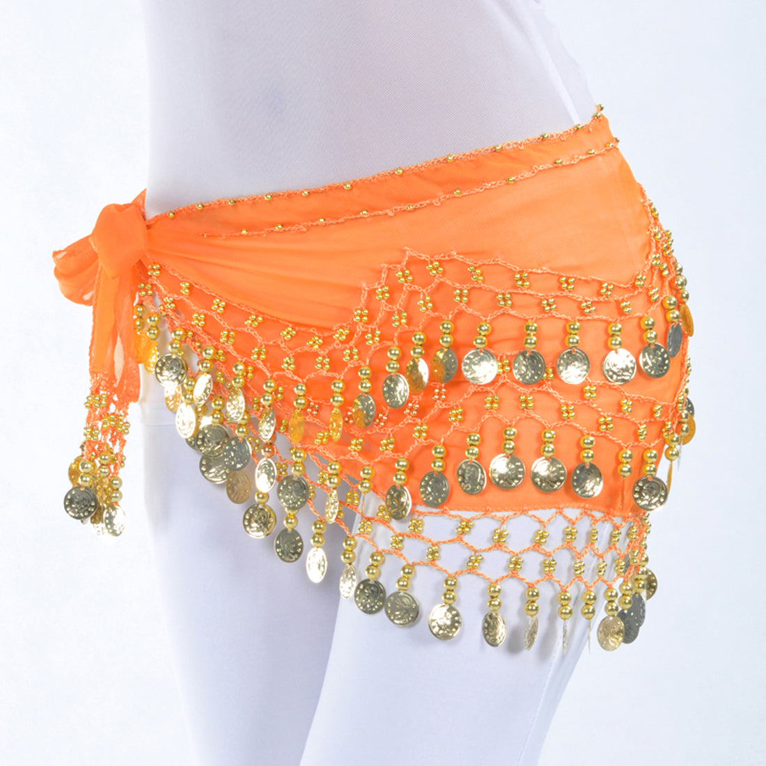 Vogue Style Chiffon Dangling Gold/Silver Coins Ornaments Belly Dance Hip Scarf Waist Belt