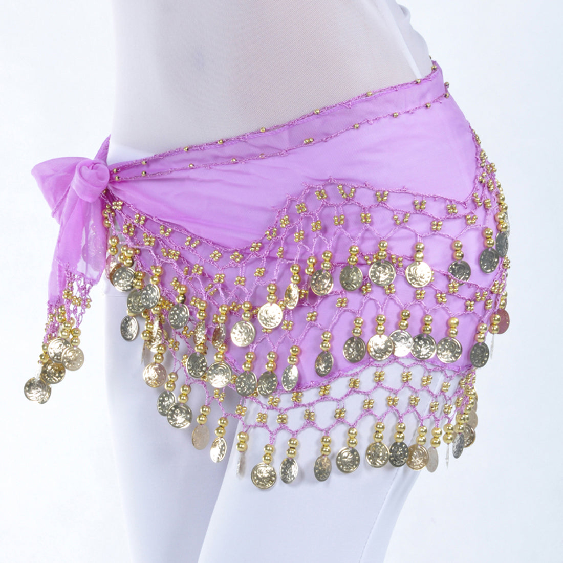 Vogue Style Chiffon Dangling Gold/Silver Coins Ornaments Belly Dance Hip Scarf Waist Belt