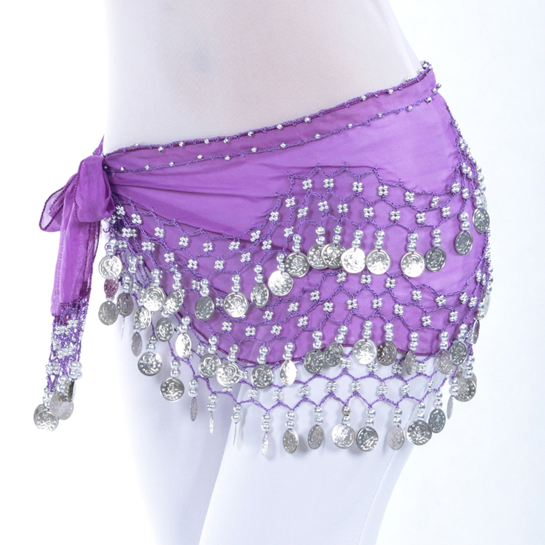 Vogue Style Chiffon Dangling Gold/Silver Coins Ornaments Belly Dance Hip Scarf Waist Belt