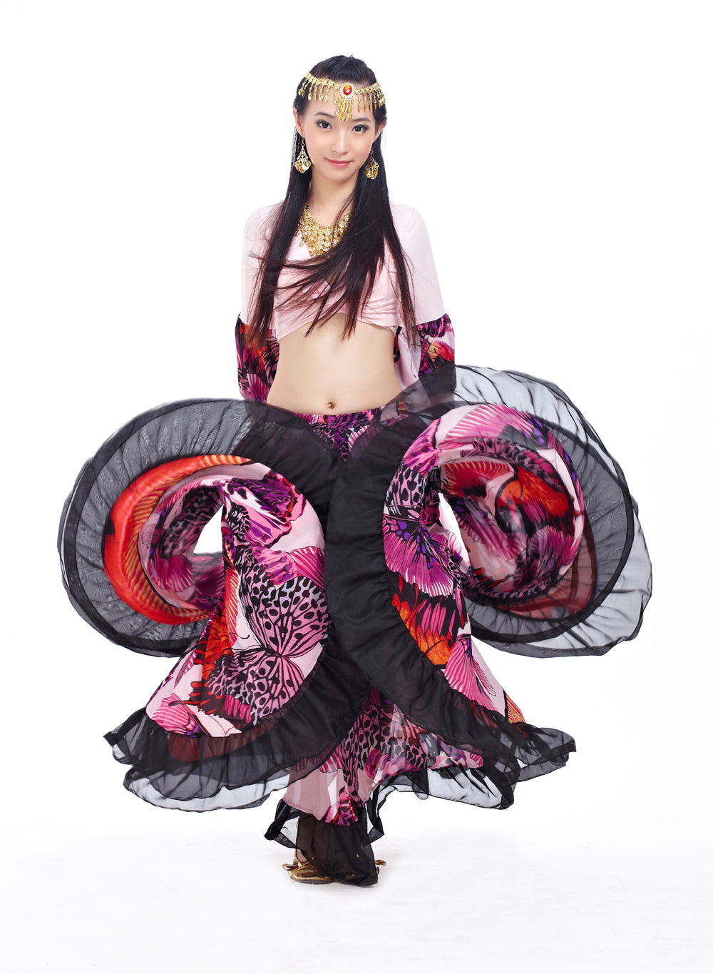 Super Big Swing Flowers Chiffon Tribal Skirt, Gypsy Skirt, Bohemia skirt, Belly Dance Costumes