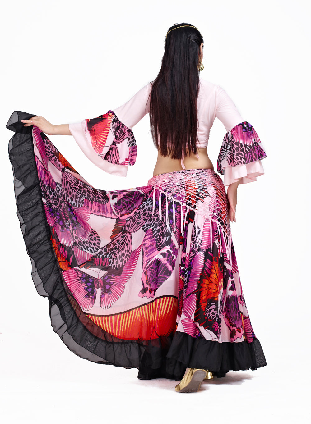 Super Big Swing Flowers Chiffon Tribal Skirt, Gypsy Skirt, Bohemia skirt, Belly Dance Costumes