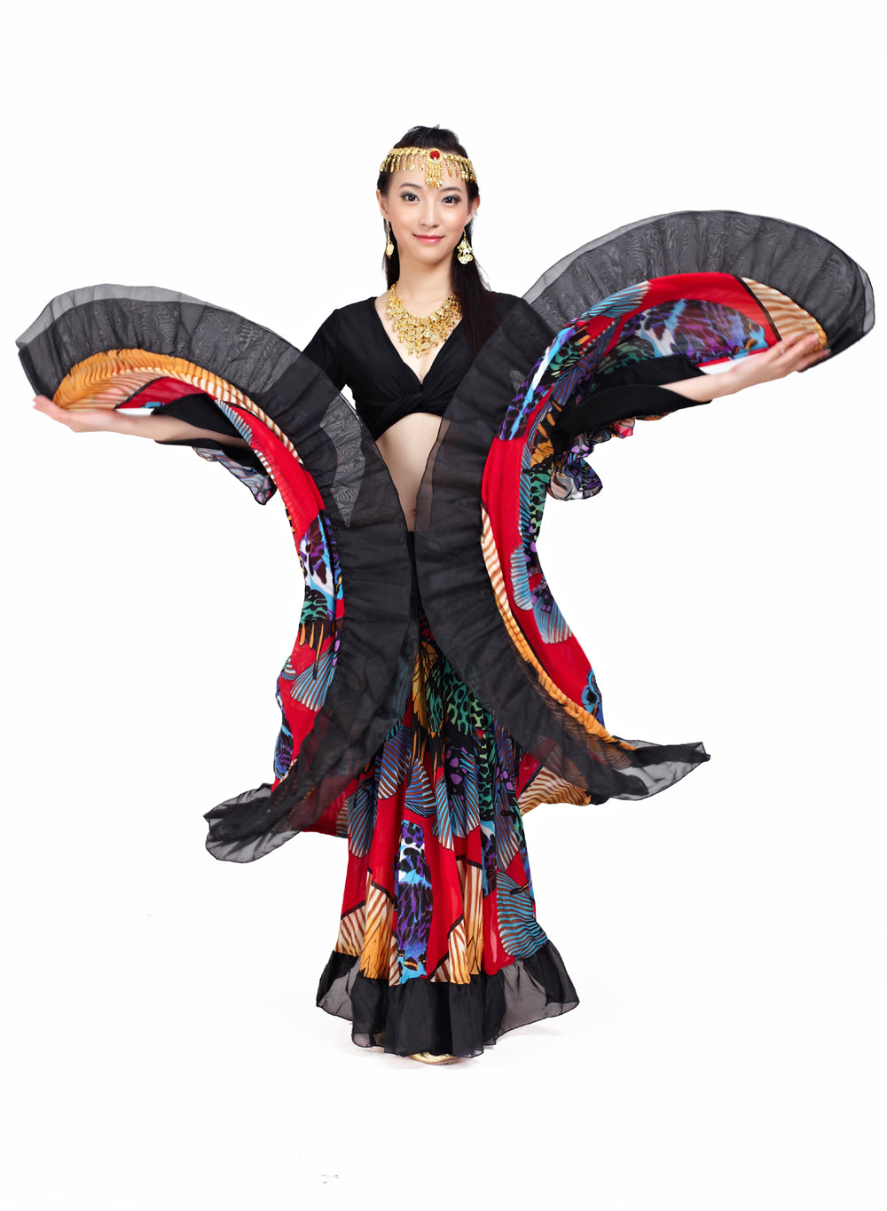 Super Big Swing Flowers Chiffon Tribal Skirt, Gypsy Skirt, Bohemia skirt, Belly Dance Costumes