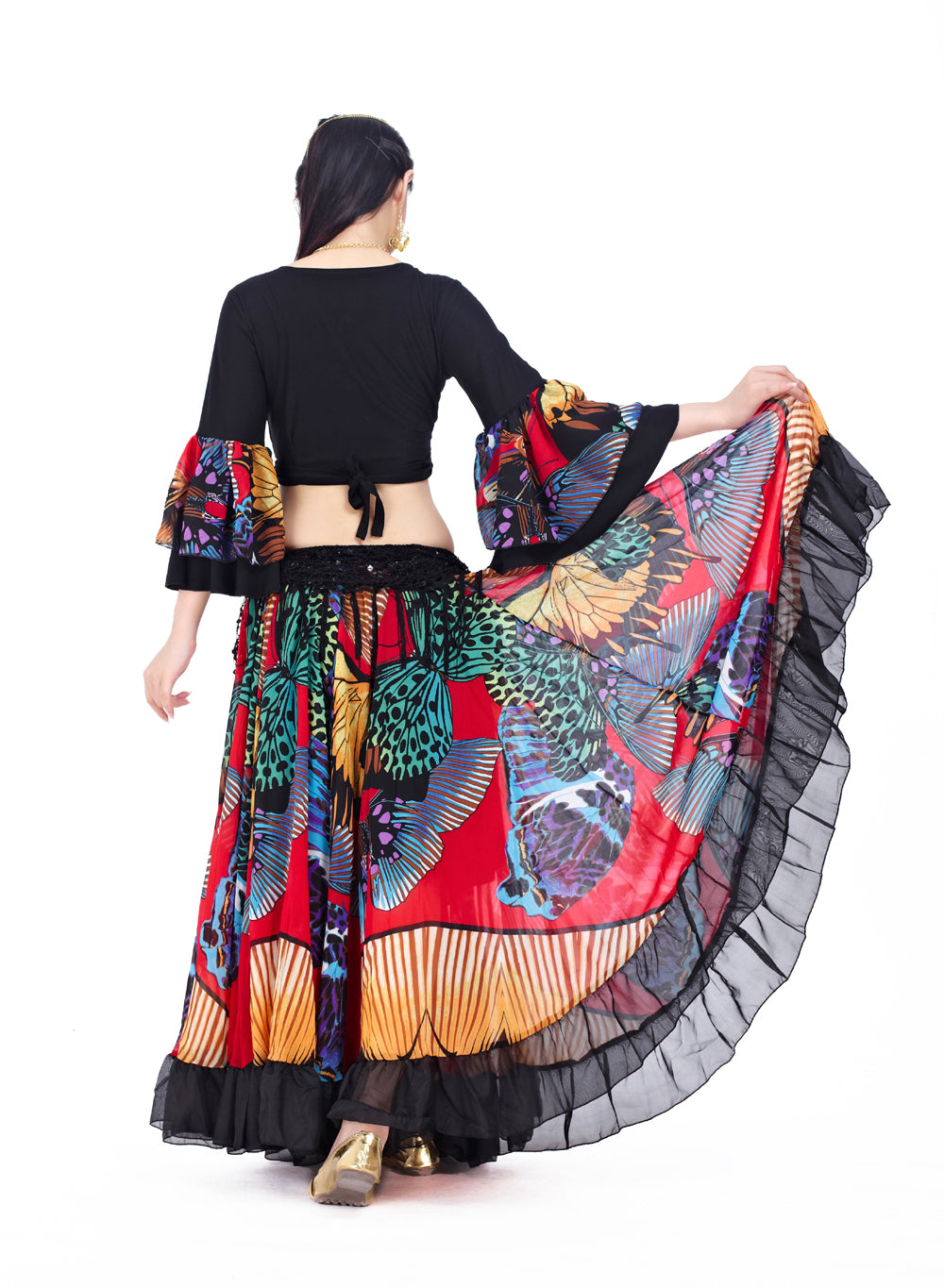 Super Big Swing Flowers Chiffon Tribal Skirt, Gypsy Skirt, Bohemia skirt, Belly Dance Costumes