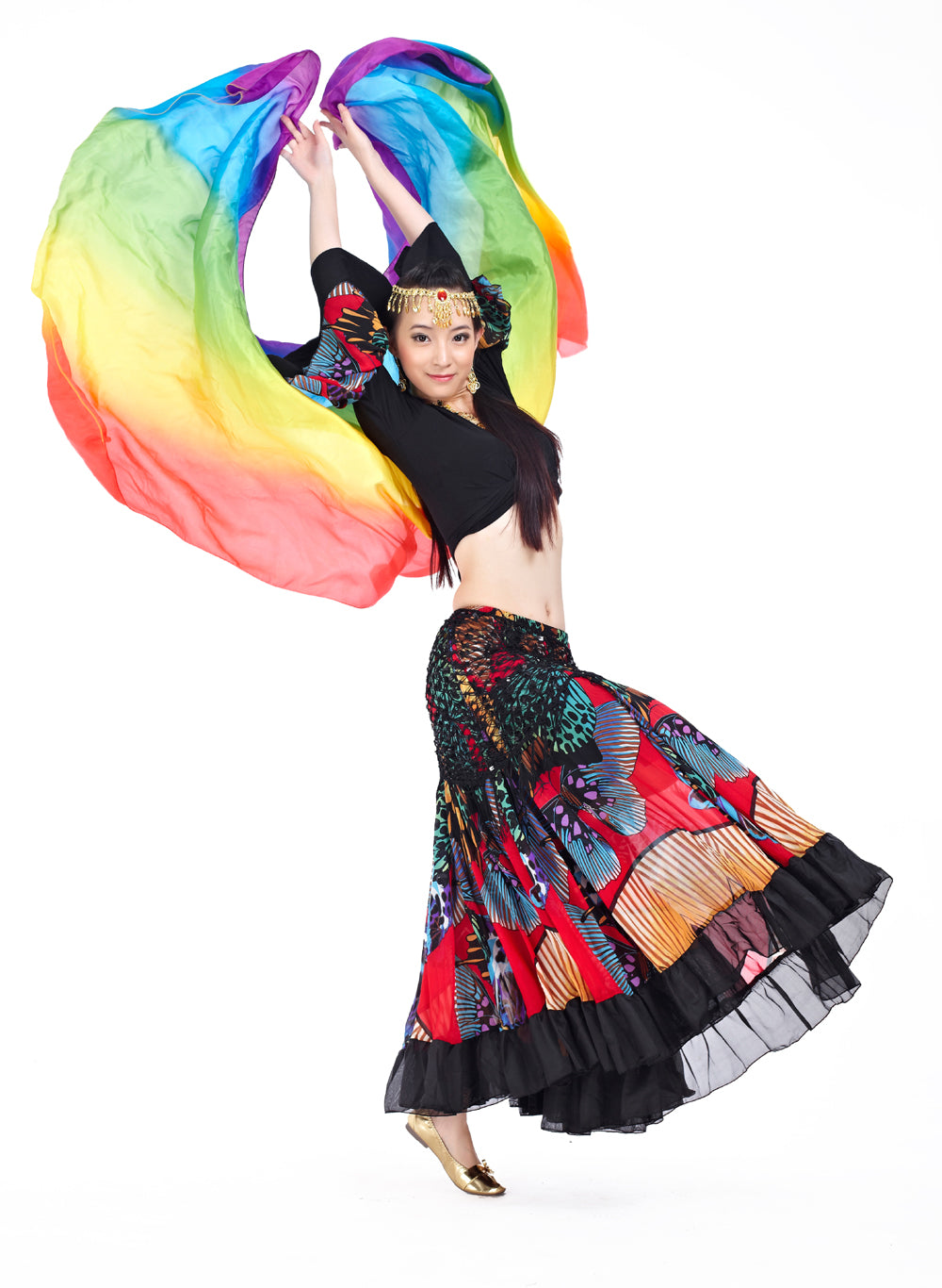 Super Big Swing Flowers Chiffon Tribal Skirt, Gypsy Skirt, Bohemia skirt, Belly Dance Costumes