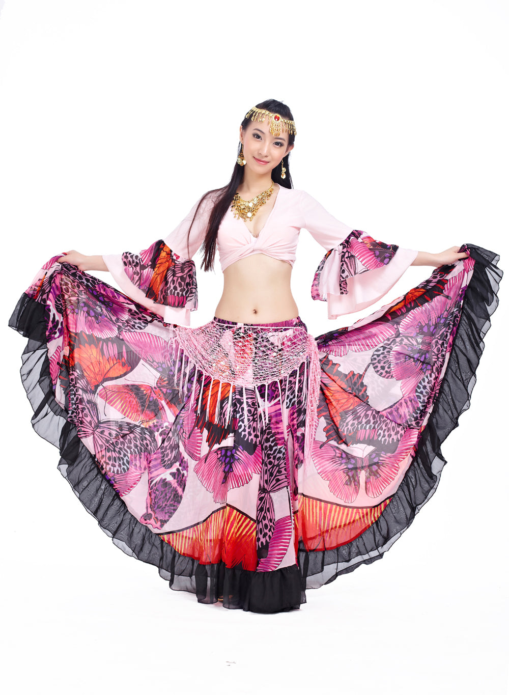 Super Big Swing Flowers Chiffon Tribal Skirt, Gypsy Skirt, Bohemia skirt, Belly Dance Costumes