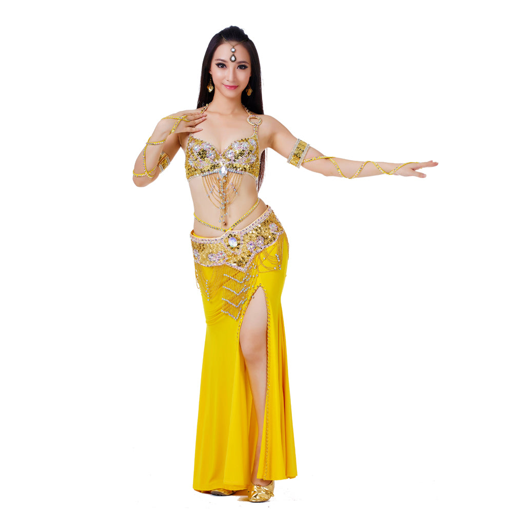 New Arrivals Belly Dance Costumes with Polyester Skirt Belly Dance Dress 1 Set 5pcs