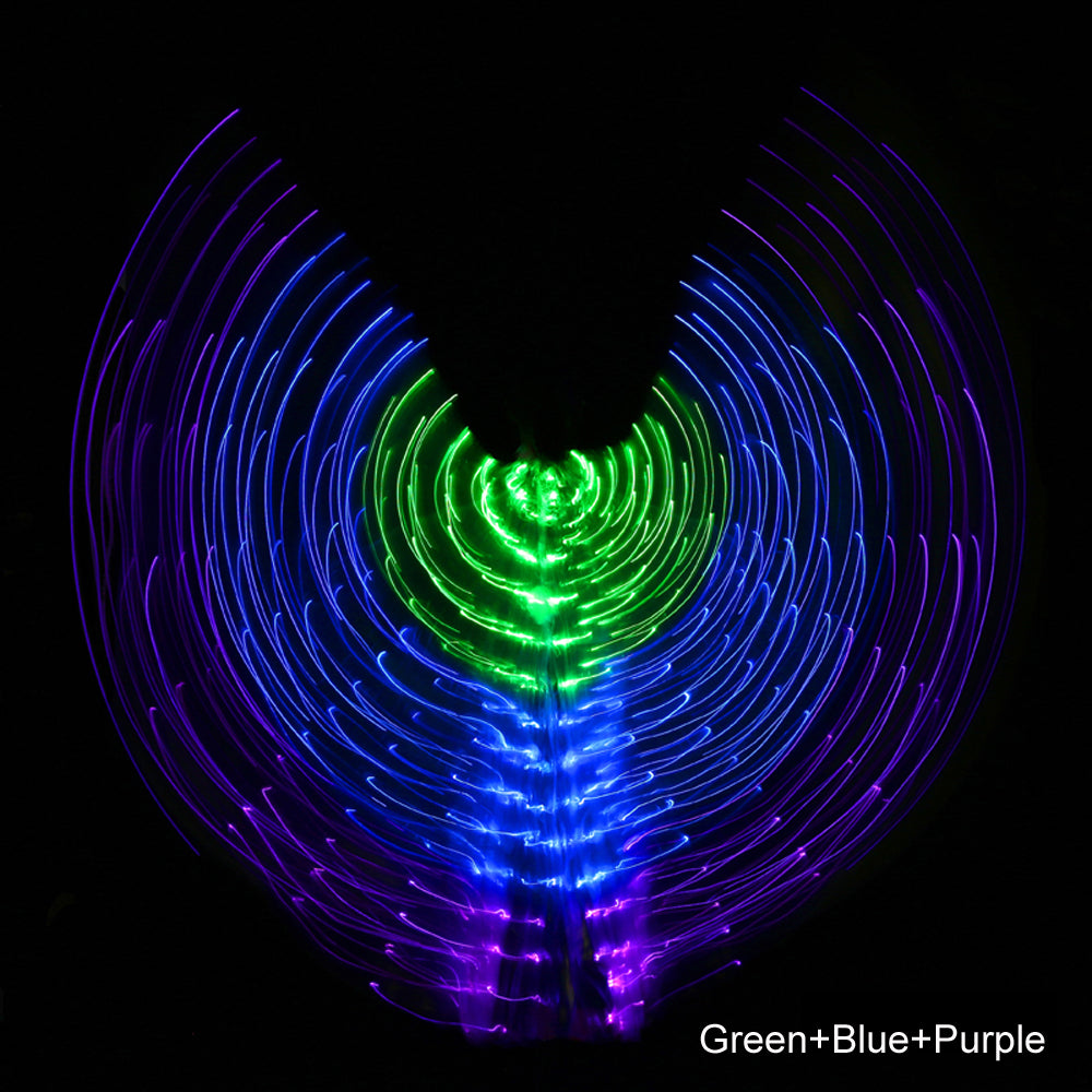 2023 New Arrivals Three-color Gradient LED Isis Wing - Belly Dance Light Up Wings for Carnival Halloween Party Club Wear with Telescopic Sticks