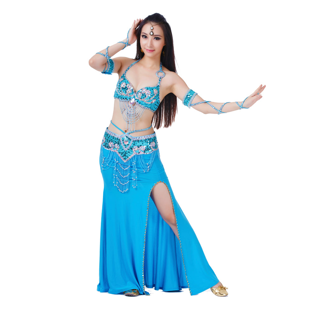 New Arrivals Belly Dance Costumes with Polyester Skirt Belly Dance Dress 1 Set 5pcs