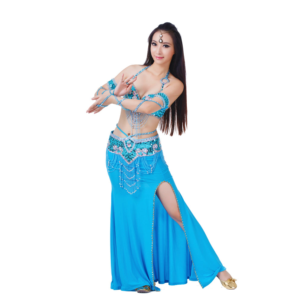 New Arrivals Belly Dance Costumes with Polyester Skirt Belly Dance Dress 1 Set 5pcs