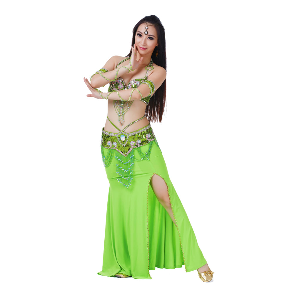 New Arrivals Belly Dance Costumes with Polyester Skirt Belly Dance Dress 1 Set 5pcs