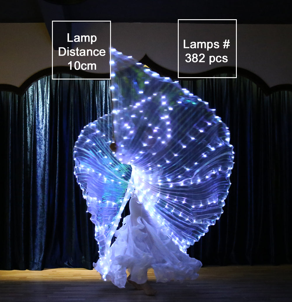 Nouveautés 2022 Aile Isis LED grande taille avec ouverture arrière – Ailes lumineuses de danse du ventre pour carnaval, fête d'Halloween, tenue de club avec bâtons télescopiques