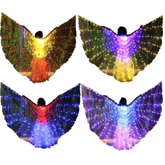 2022 New Arrivals Smart Programming LED Isis Wing - Belly Dance Light Up Wings for Carnival Halloween Party Club Wear with Telescopic Sticks