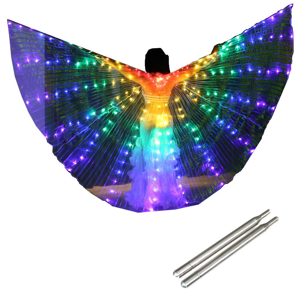 2022 New Arrivals LED Isis Wings Carnival Halloween Shows Wings Costume Cloak LED Cape with Telescopic Sticks