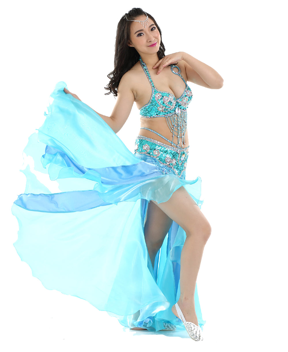 New Arrivals Belly Dance Costumes with Flannel Rose Skirt Belly Dance Dress 1 Set