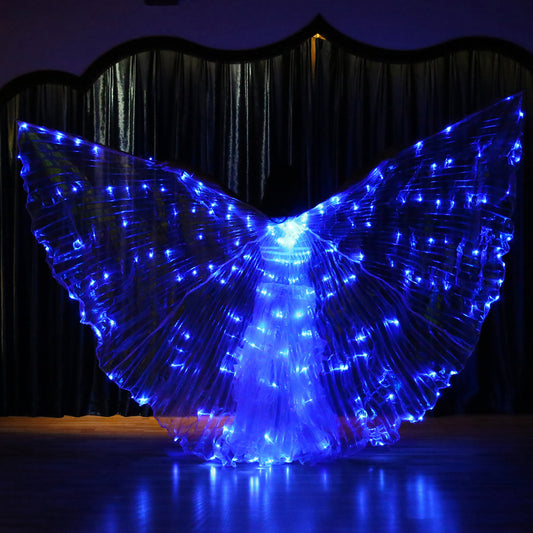 Flash LED Isis Wings - Belly Dance Light Up Wings Carnival Halloween Party Club Wear with Telescopic Sticks