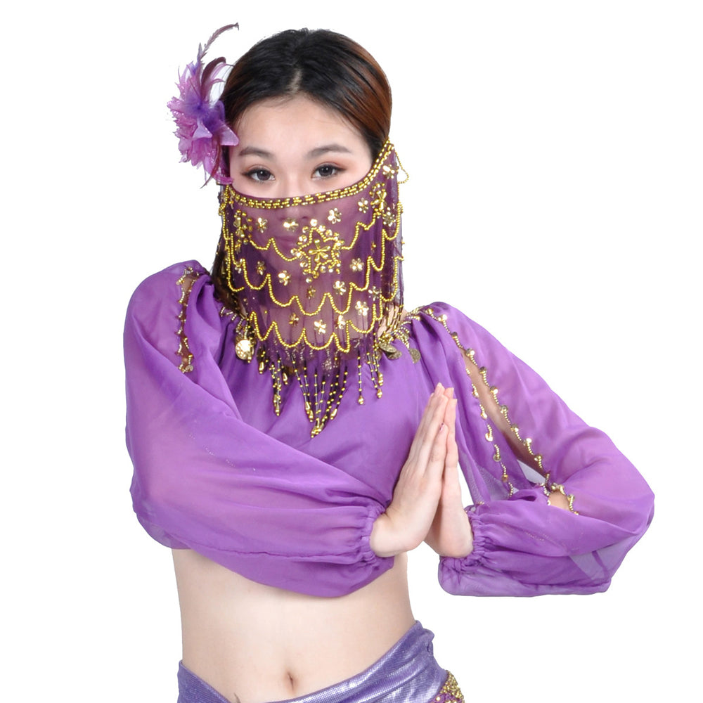 New Arrivals Plum Bossom Beads Genie Sequin Tassel Belly Veil Face Veil  for Women and Girls