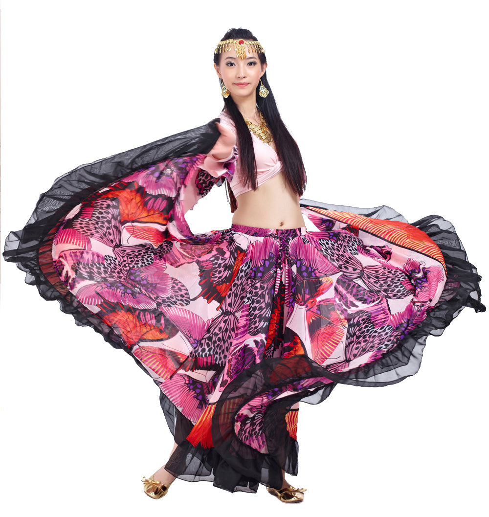 Super Big Swing Flowers Chiffon Tribal Skirt, Gypsy Skirt, Bohemia skirt, Belly Dance Costumes