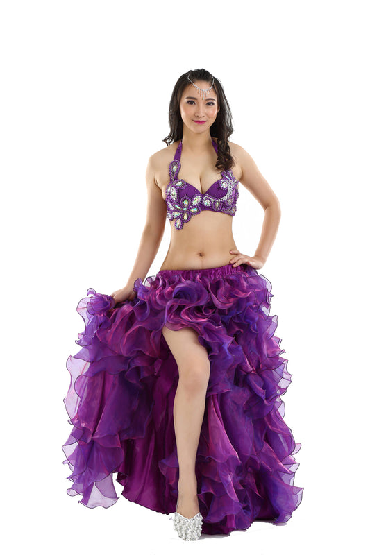 Professional Belly Dance Costume Tribal Waves Slit Skirt Wave Skirt Dress Bubble Skirt