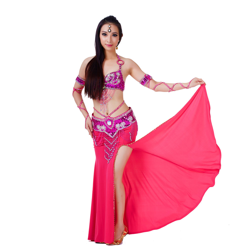 New Arrivals Belly Dance Costumes with Polyester Skirt Belly Dance Dress 1 Set 5pcs